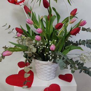 Cesta de tulipanes